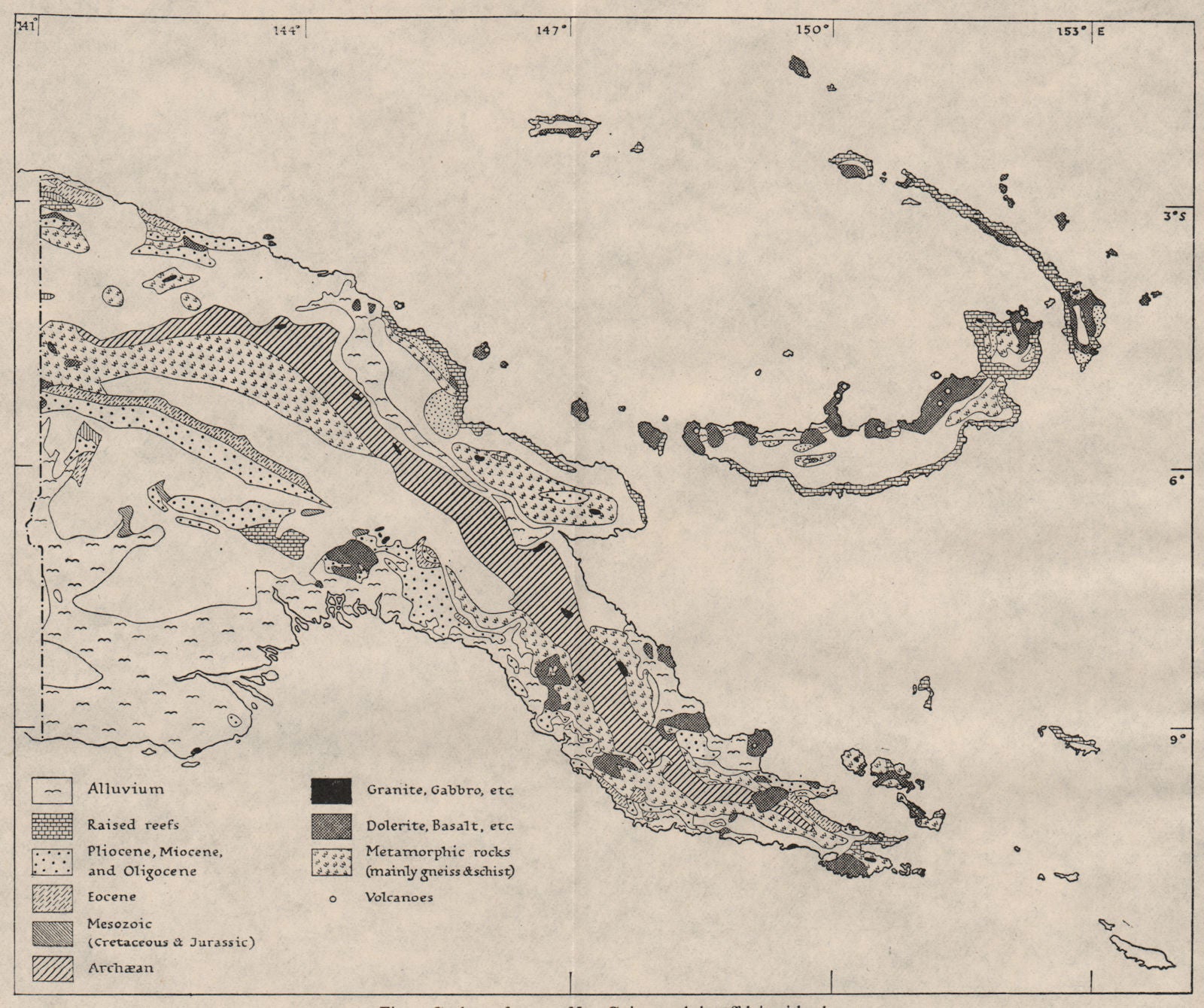 PAPAU NEW GUINEA. Geology. WW2 ROYAL NAVY INTELLIGENCE MAP 1944 old
